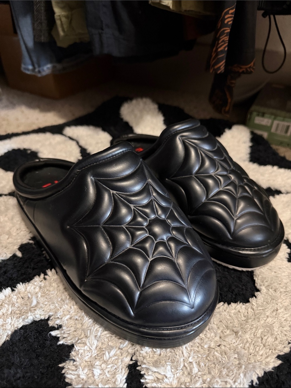 Grey Sonic Spiderweb Slip-On Mule